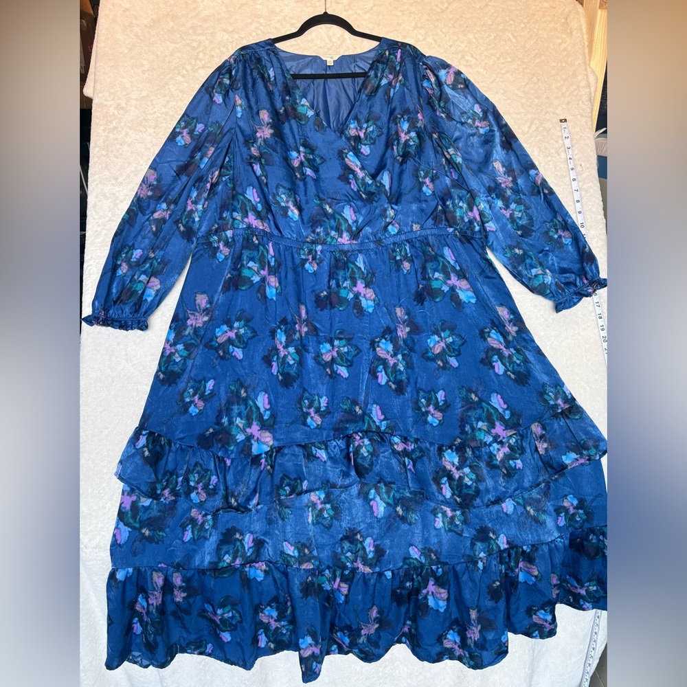 ✅Terra & Sky Women's Dress tiered long sleeve floral maxi dress 4xl
